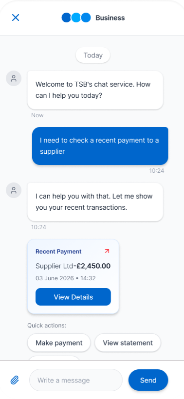 TSB Business Banking chat